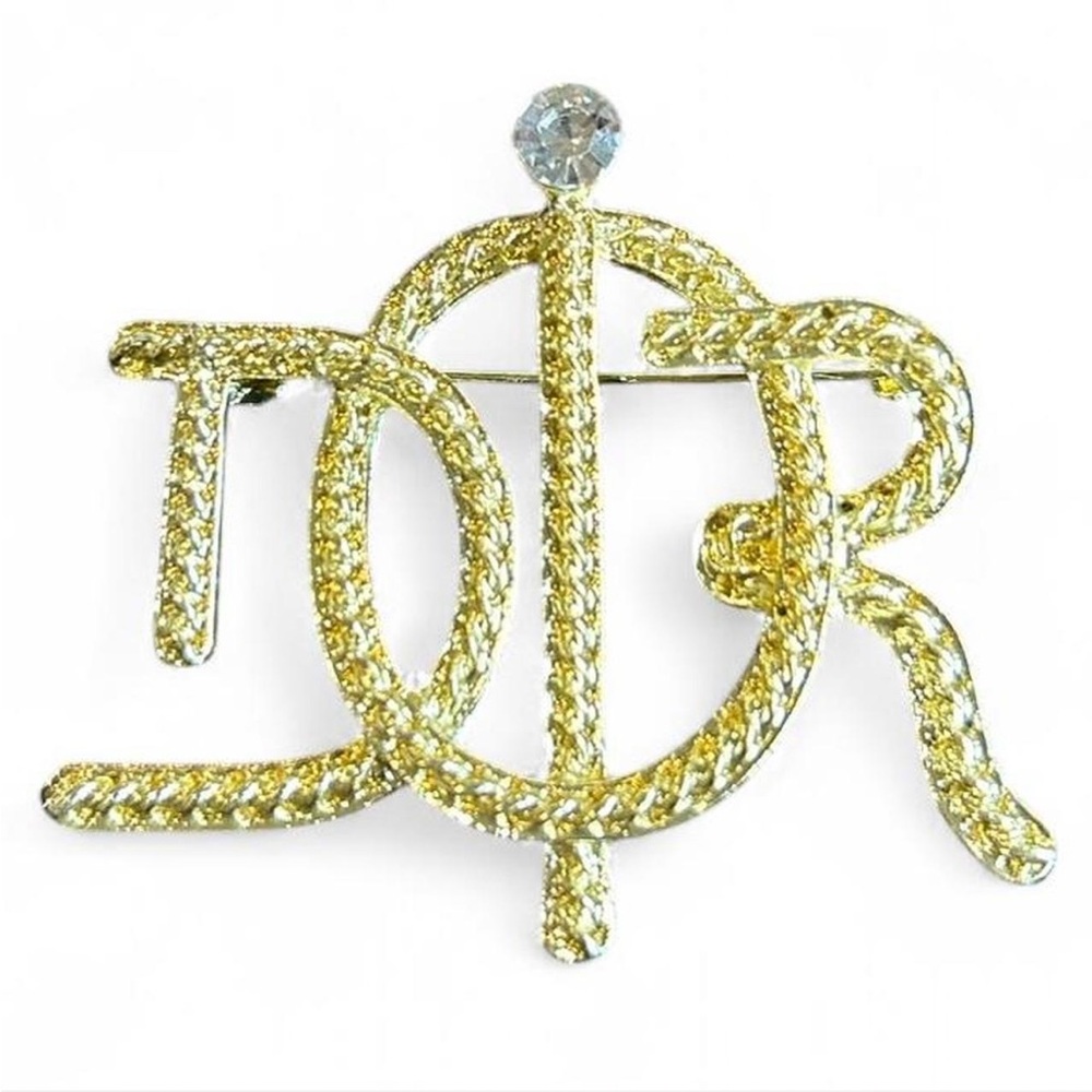 Fashion Jewelry Gold Brooch with Crystal Detail